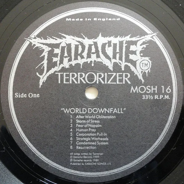 Terrorizer World Downfall LP vinylplate brukt grindcore