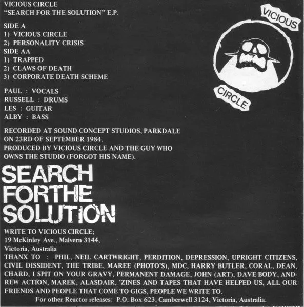 Vicious Circle Search For The Solution 7" EP brukt hardcore