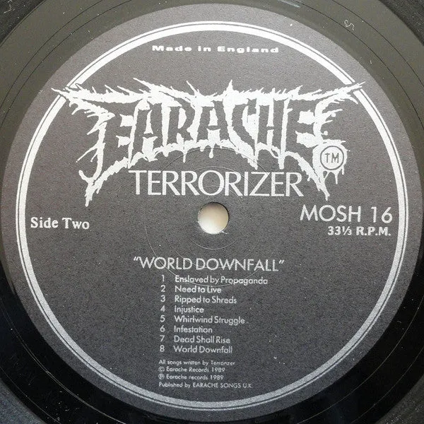 Terrorizer World Downfall LP vinylplate brukt grindcore