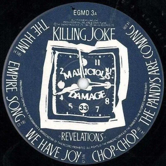 Killing Joke Revelations LP vinyl post-punk