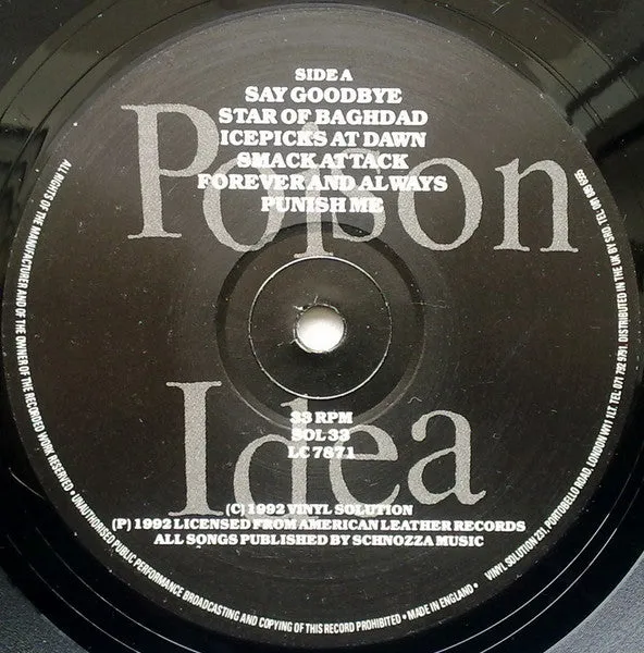 Poison Idea Blank Blackout Vacant vinylplate brukt VG punk