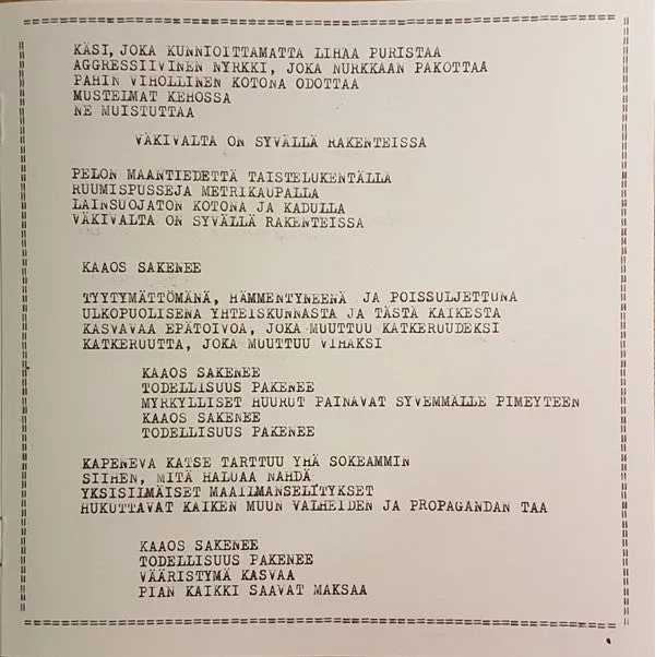 Kohti Tuhoa Väkivaltaa 7" EP blå vinyl brukt