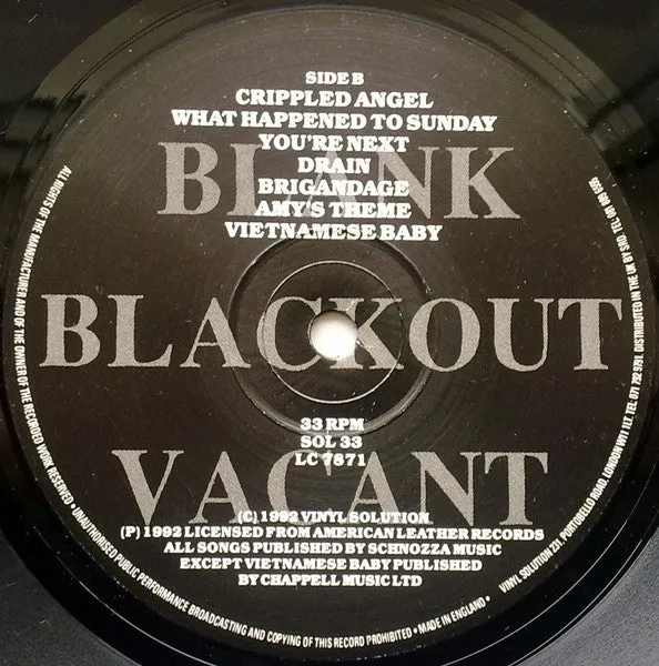 Poison Idea Blank Blackout Vacant vinylplate brukt VG punk