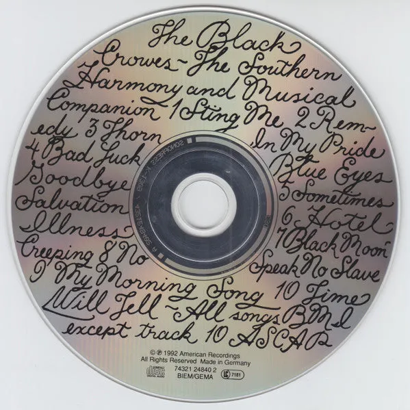 Black Crowes Southern Harmony CD brukt reissue