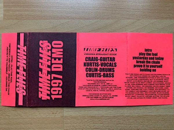 Time Flies 1997 Demo kassett EP rød hardcore brukt