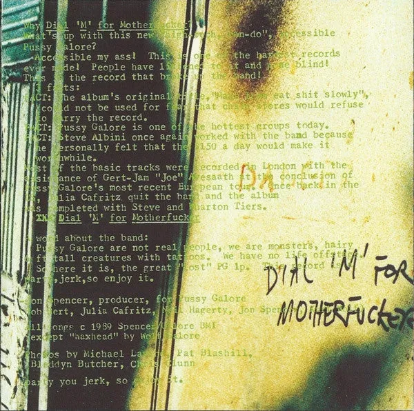 Pussy Galore Dial M For Motherfucker CD brukt noise