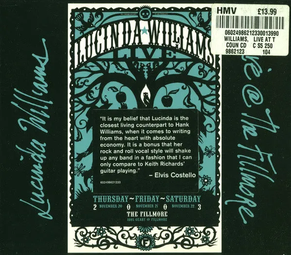 Lucinda Williams Live @ The Fillmore 2CD brukt live