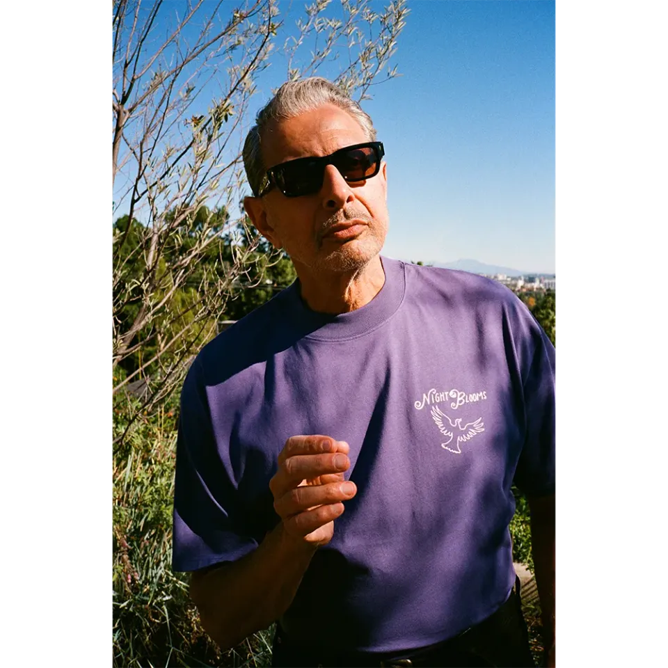 Jeff Goldblum Night Blooms t-skjorte lilla økologisk