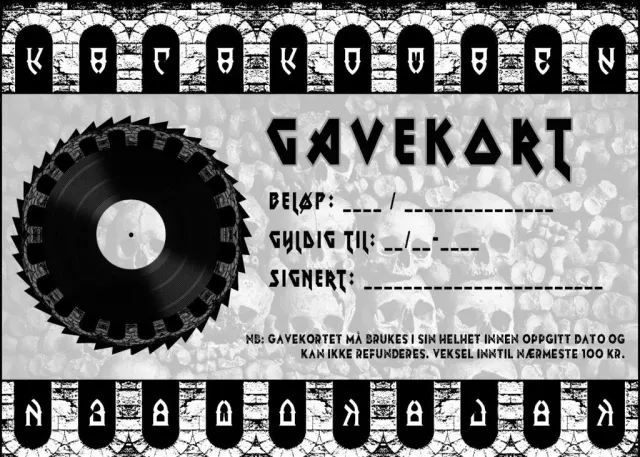 Katakomb Gavekort 1500 fysisk butikk