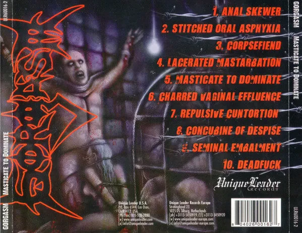 Gorgasm Masticate To Dominate CD brukt death metal