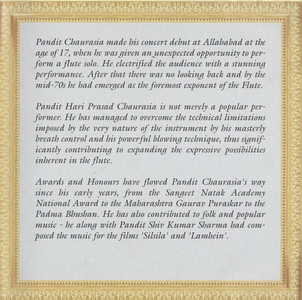 Hari Prasad Chaurasia Raga Hemavati CD brukt bansuri