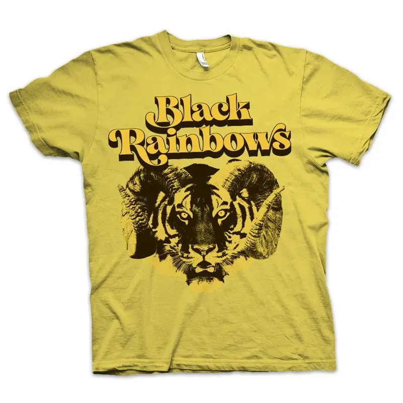 Black Rainbows #19 t-skjorte gul bomull