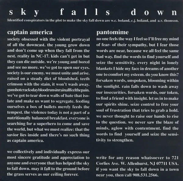 Bearing / Sky Falls Down split 7" vinyl brukt emo