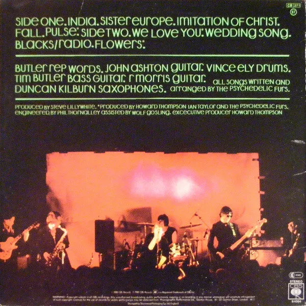 Psychedelic Furs debut LP vinyl brukt grønt cover
