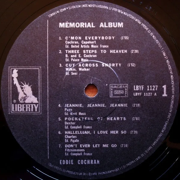 Eddie Cochran Memorial Album LP brukt mono rock