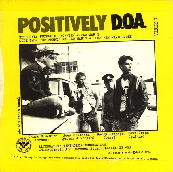 D.O.A. Positively D.O.A. 7" EP brukt UK 1981
