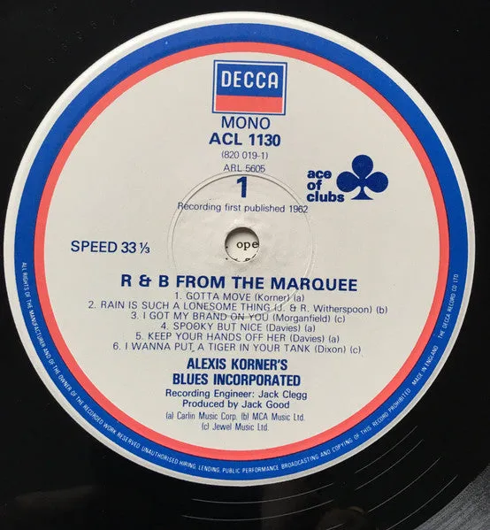 Alexis Korner R & B From The Marquee LP mono