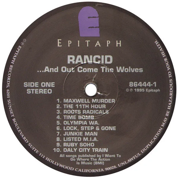 Rancid And Out Come The Wolves LP vinyl brukt ska-punk