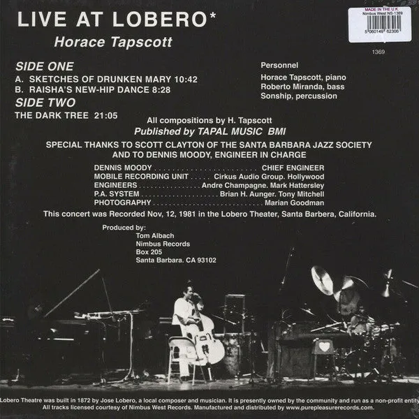 Horace Tapscott Live At Lobero vinyl LP brukt 180g jazz