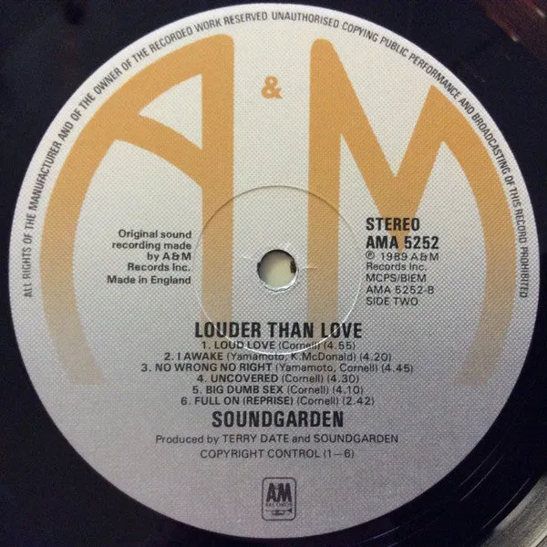 Soundgarden Louder Than Love LP brukt vinyl grunge