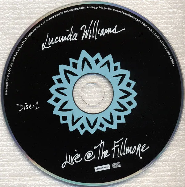 Lucinda Williams Live @ The Fillmore 2CD brukt live