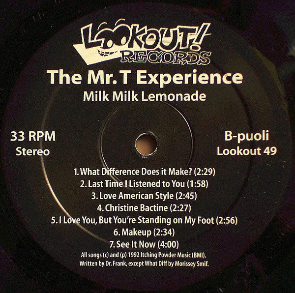 Mr. T Experience Milk Milk Lemonade LP vinyl brukt poppunk