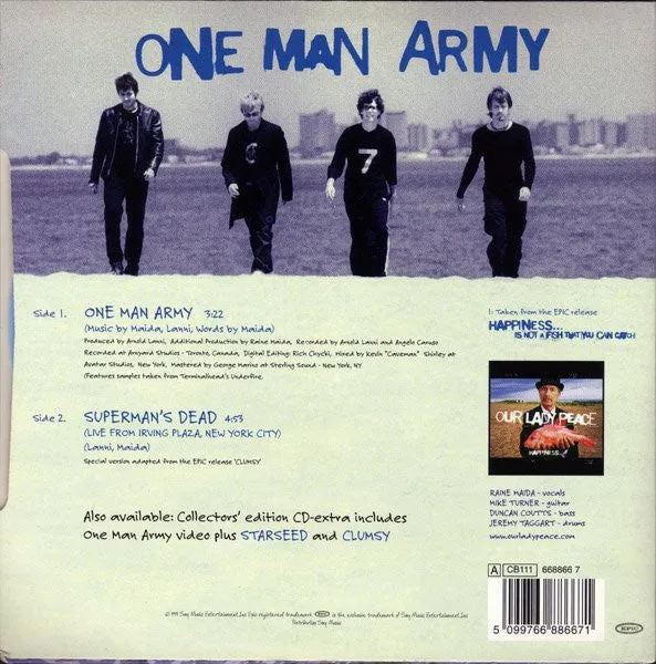 Our Lady Peace One Man Army 7" brukt blå vinyl singel
