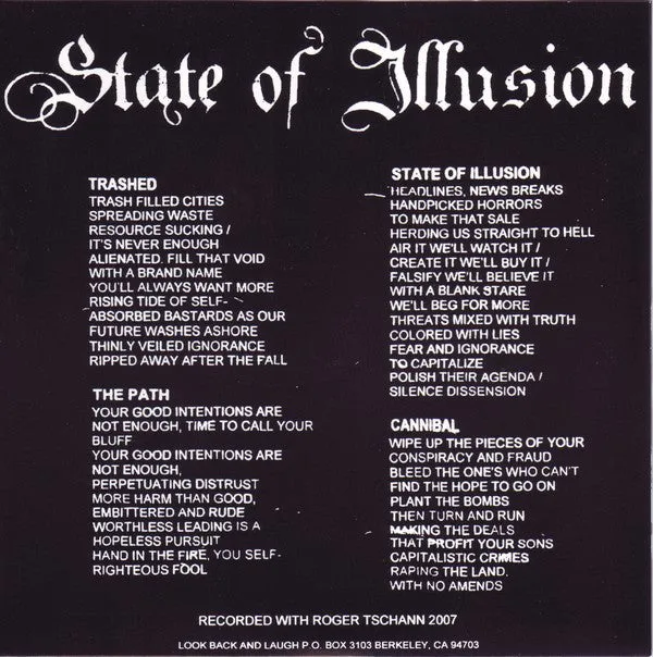 Look Back And Laugh State Of Illusion 7" brukt punk