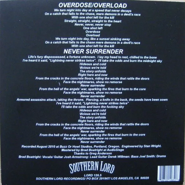 Lebanon Overdose/Overload 7" vinyl brukt hardcore