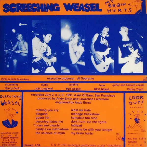 Screeching Weasel My Brain Hurts LP brukt vinyl Lookout