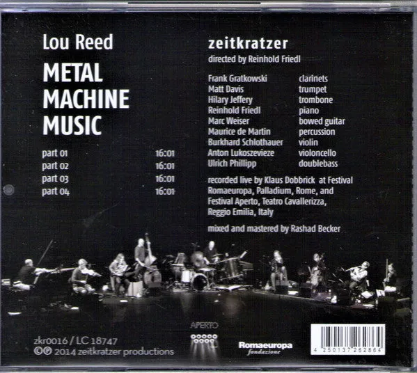 Zeitkratzer Lou Reed Metal Machine Music CD brukt