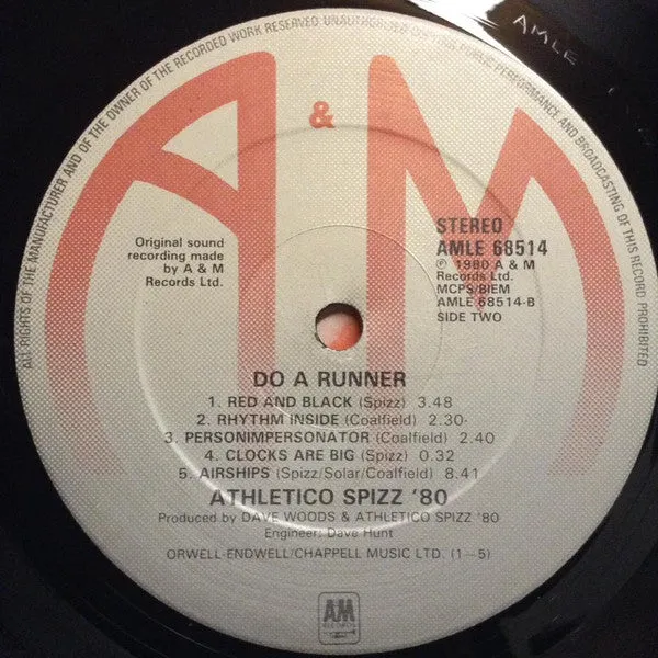 Athletico Spizz 80 Do A Runner vinyl LP brukt new wave