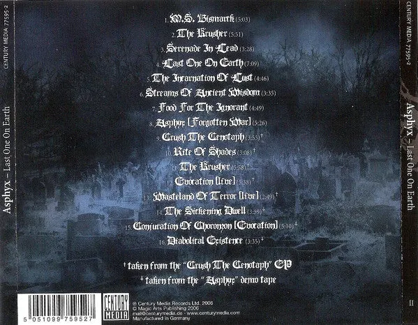 Asphyx Last One On Earth CD brukt death metal bonus
