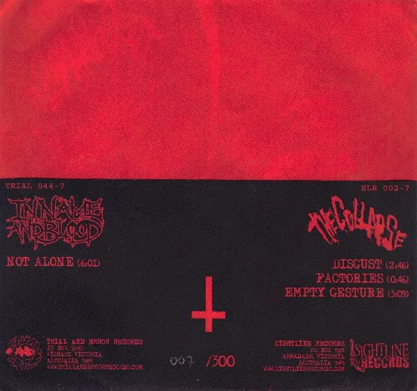 In Name And Blood Collapse Split 7" vinyl nummerert hardcore