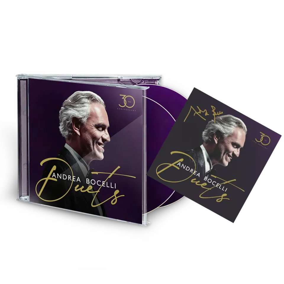 Andrea Bocelli Duets 30th Anniversary 2CD signert kort