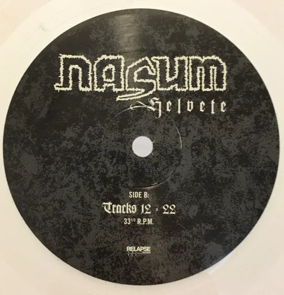 Nasum Helvete LP hvit vinyl brukt grindcore