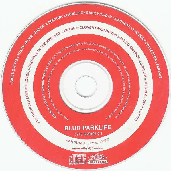 Blur Parklife CD album britpop brukt