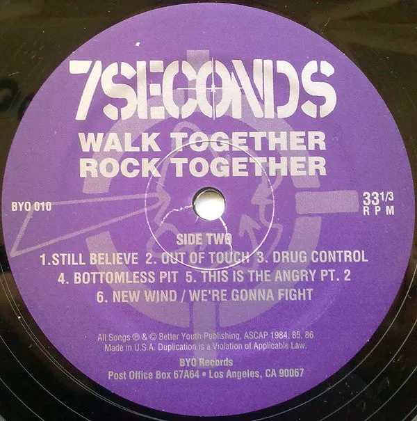 7 Seconds Walk Together, Rock Together LP brukt hardcore