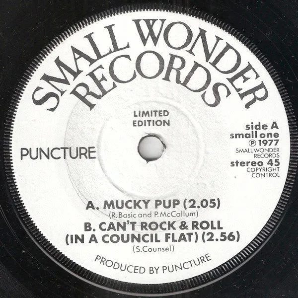 Puncture Mucky Pup 7" singel brukt punk