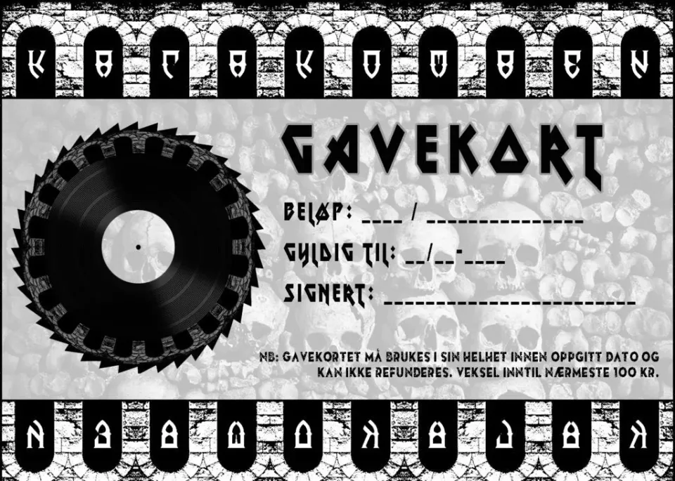 Katakomb Gavekort 750 kr fysisk butikk