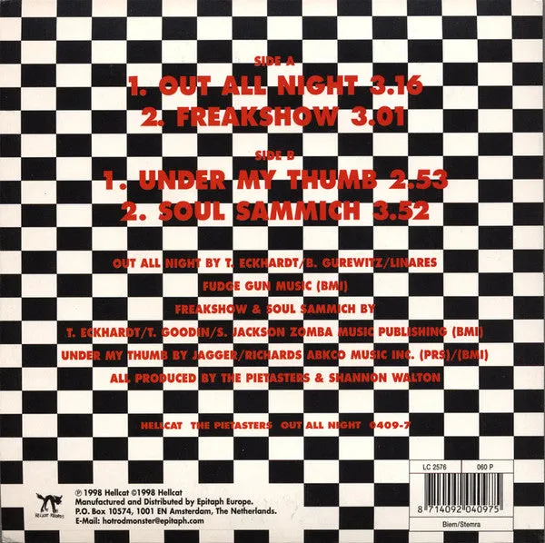 The Pietasters Out All Night 7" vinylplate hvit brukt