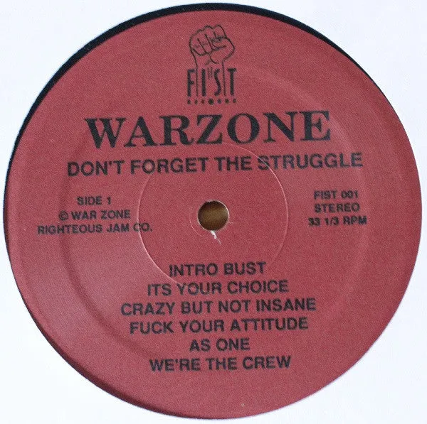 Warzone Don't Forget The Struggle LP vinyl re brukt