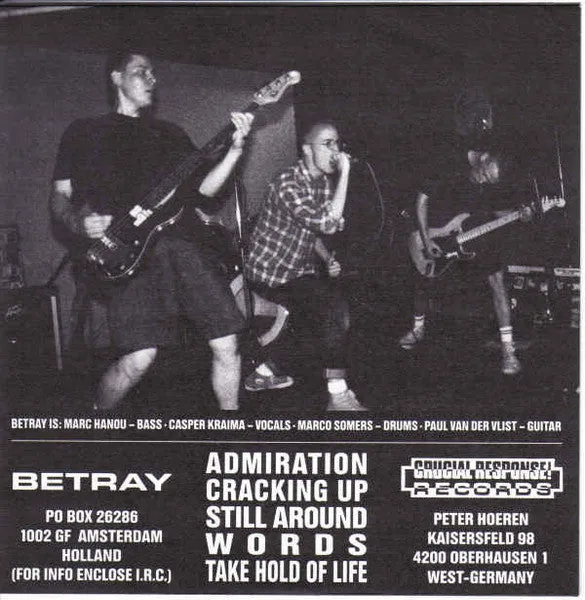 Betray Betray 7" førstepress hardcore punk