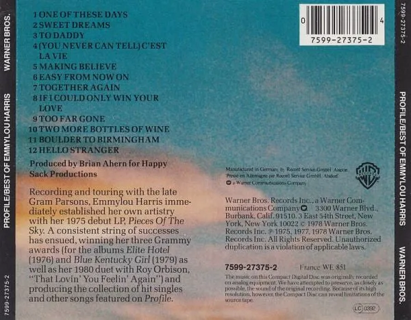 Emmylou Harris Profile Best Of CD brukt country samling