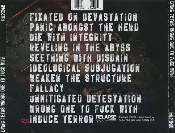 Dying Fetus Wrong One To Fuck With CD brukt O-card