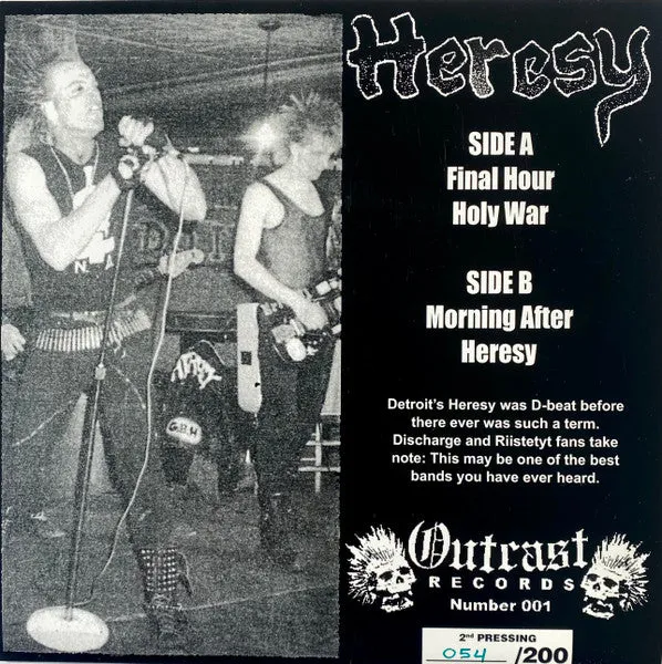Heresy The Final Hour 7" nummerert singel brukt