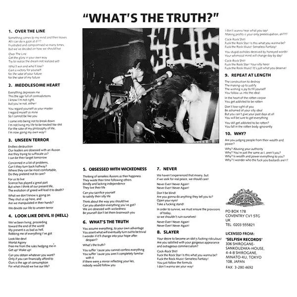 S.O.B. What's The Truth LP vinyl tourutgave