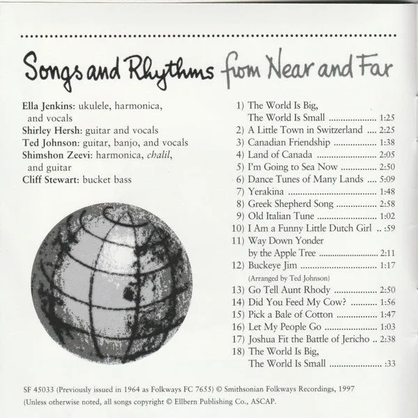 Ella Jenkins Songs And Rhythms CD album pedagogisk barn