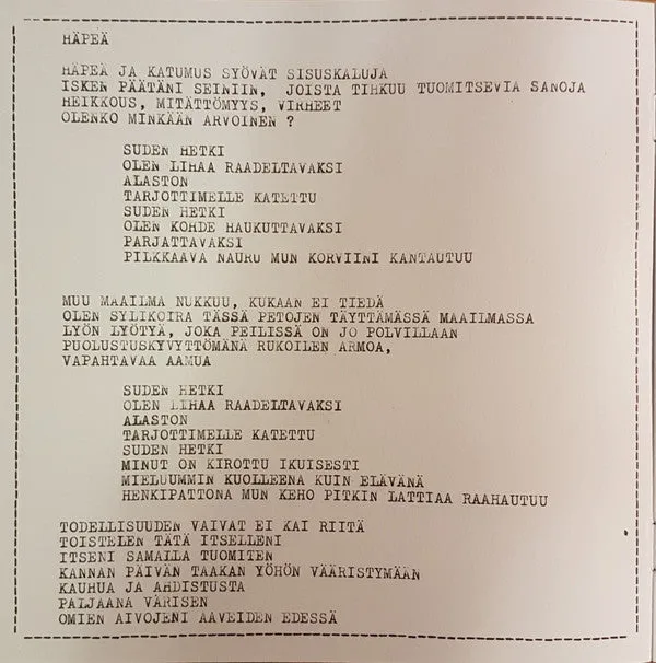 Kohti Tuhoa Väkivaltaa 7" EP blå vinyl brukt