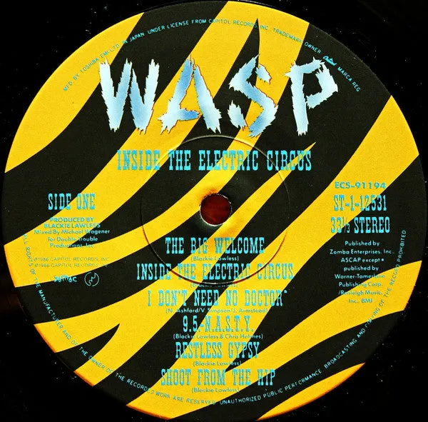 W.A.S.P. Inside The Electric Circus vinyl LP Japan 1986